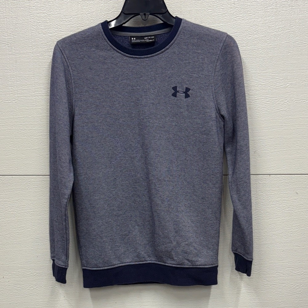 Under Armour Men's Navy stripped fleece Crewneck Sweater size S